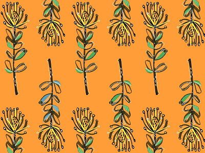 Leucospermum Pattern collage design illustration pattern