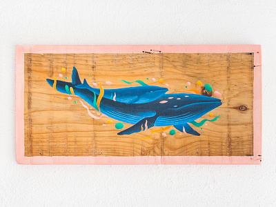 Ballena y su ballenato ballena ballenato illustration ilustracion madera sea undersea whale wood