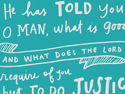 Micah 6:8 aqua banner bible calligraphy handwritten micah 6:8 script verse