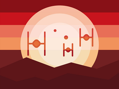 Tie Fighters At Sunset (For Fun) awakens design flat illustration star starwars sunset theforceawakens tie fighters tie force tiefighter wars