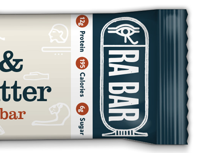 Ra Bar Second draft cartouche egyptian energy bar food hieroglyphs packaging