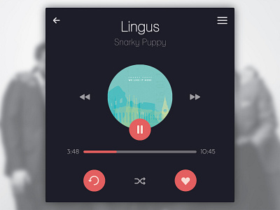 100 Days of UI - Day 005 (Music Player) card interface minimal music player simple ui widget