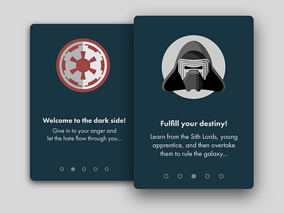 Onboarding app dailyui dark side darth vader interface kylo ren onboarding star wars starwars ui ux