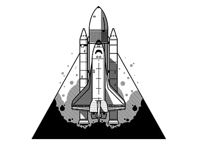 Rocket Ship illustration lines mono spaceship vector