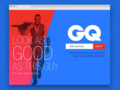 Day 3-Sign up form daily design challenge daily ui fashion gq idris elba landing page sign up form web design