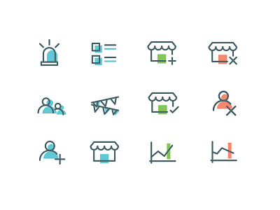 Status icons abstract color code line icons status