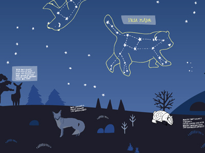 Night constellations illustration moon nature night seasons silhouette sky stars weather wildlife winter