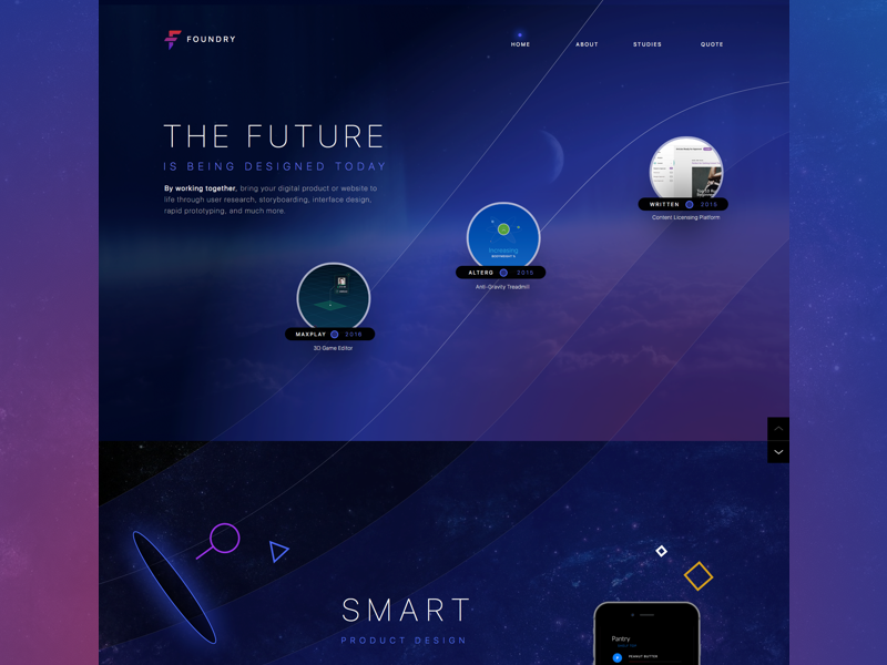 Foundry Digital agency dark earth future moon portfolio san francisco space timeline ui ux