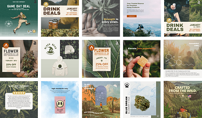 Social Media Post Grid brand development brand identity branding cannabis concept feed flyer design graphic design instagram marketing photoshop print design social media design social media post