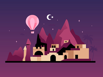 Night in Turkey arabian design flat design illustration islam moon night star style turkey turkish vector