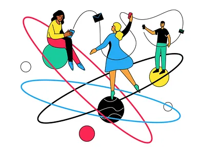 Scientific Network atom atomic connection design device flat design gadget illustration mobile network science scientific scientist smartphone style