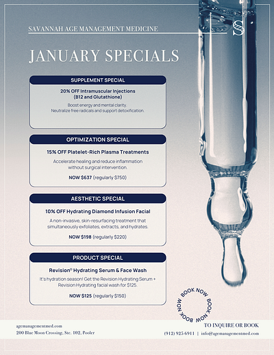 Monthly Specials Menu Template aesthetics brand development branding clinic design flyer design graphic design medical menu monthly specials price list price specials print design sales marketing services skincare specials template