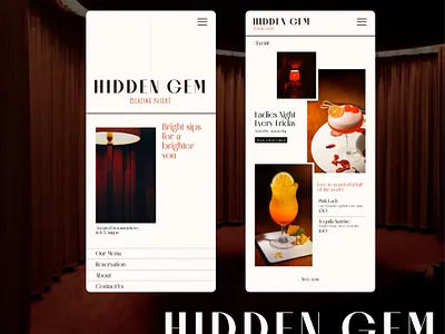 Hidden Gem - Blazing Night Bar, website shot graphic design ui website