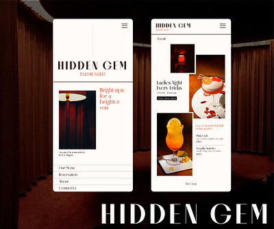 Hidden Gem - Blazing Night Bar, website shot graphic design ui website