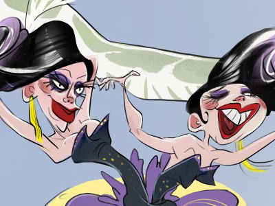Circus twins animation character circus freaky illustration sisters twins