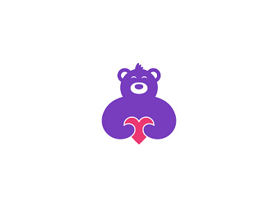 Bear With Heart Mark childlike cute fun logo mark soft teddy bear