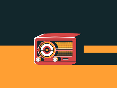 Radio 2 experiment icon illustration mid century radio shadow vector vintage