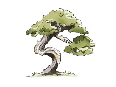 Tree_02 details illustrations shading tree wacom
