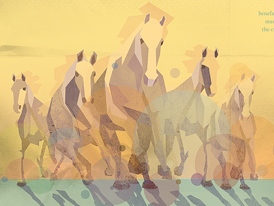 Unbridled horses illustration polygon stylized texture