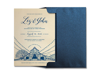 Wedding Invite barn dan kuhlken dkng farm ink tree typography vineyard