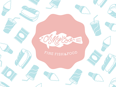 Oh My Cod Food Truck Branding branding design fish flat food hand illustrations pastel puns truck type typography