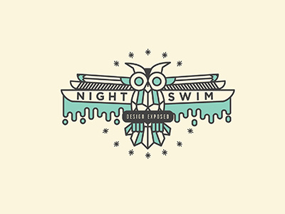Night Swim 2 blue debut design logo night owl pen tool pencil swim under