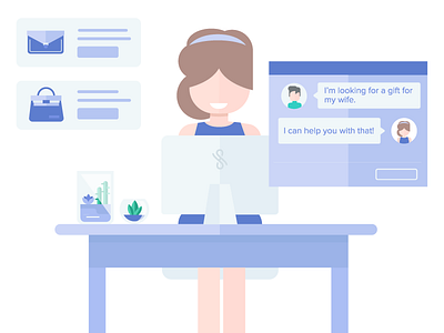 Shopper at your service gifts illustration landing page shopper shopping vector