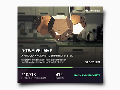 Daily UI #032- Crowdfunding Campaign #dailyui #032 campaign card crowdfunding dailyui days design light money project ui ux web