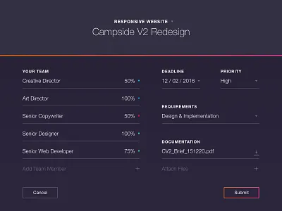 Shot 076 - Create A New Project Modal clean cms dark file interface manage minimal project transfer ui upload user