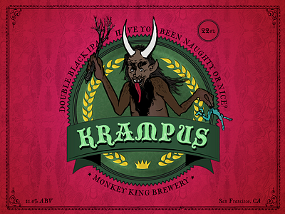 Illustration for a Beer Label: The Krampus beer illustration label packaging victorian