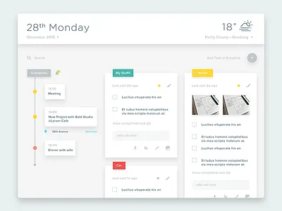 Task, Memo, Schedule, Weather & etc. calendar card ios ipad memo minimalist schedule simple task timeline ui weather