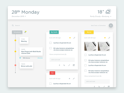 Task, Memo, Schedule, Weather & etc. calendar card ios ipad memo minimalist schedule simple task timeline ui weather