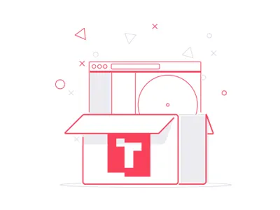 New System backoffice box crate design flat illustration line moving new system