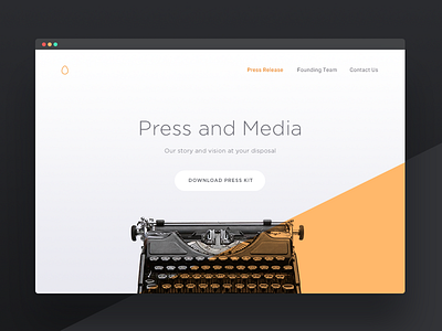 Press Page - Day 051 #dailyui dailyui kit landing launch media page press release typewriter website