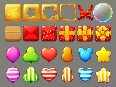 Balloons balloons candy game gift icons match3 ui