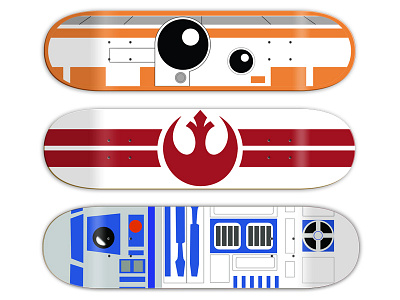 Muckmouth x Star Wars Boards art direction bb8 graphic design r2d2 skateboard design skateboard graphics star wars