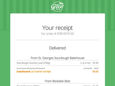 YourGrocer Receipt Email email receipt