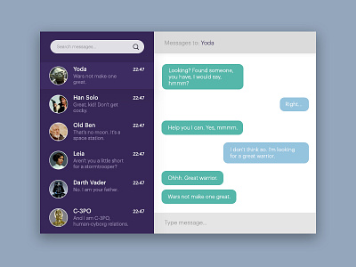 Daily UI #013 colour daily ui design flat design illustration messages star wars ui