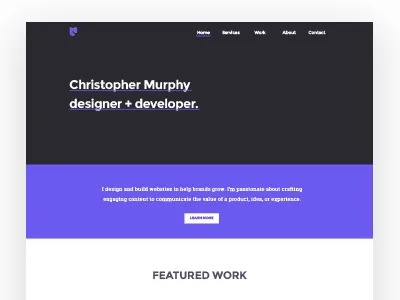 CM Portfolio Redesign Variant landing page portfolio purple web design website