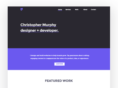 CM Portfolio Redesign Variant landing page portfolio purple web design website