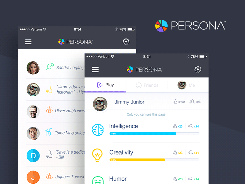 Persona App for iOS android app design games ios logo personalities ui utilities