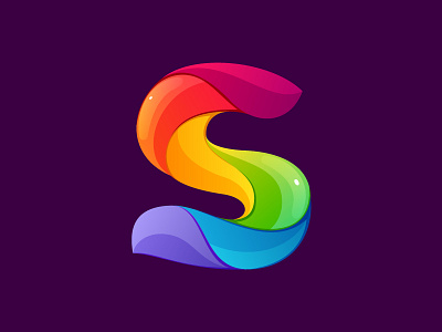 S letter colorful letter logo mark multicolor rainbow s