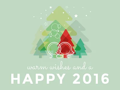 Happy 2016 christmas card montserrat bold pine tree sacramento stars