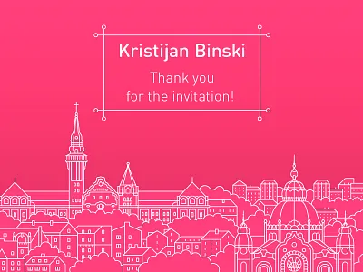 Thank you Kristijan Binski city debut dribbble first shot illustration invite line line art thanks