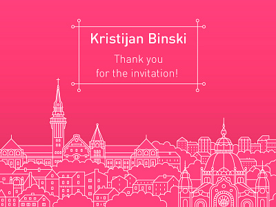 Thank you Kristijan Binski city debut dribbble first shot illustration invite line line art thanks