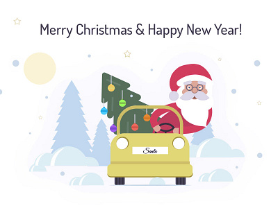 Merry Christmas & Happy New Year! car christmas holidays mobile santa ui