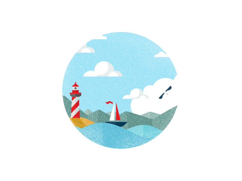 Sea animation flat illustration web