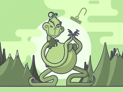 You're a mean one, Mr. Grinch christmas curly evil grinch holiday illustration line art scheming wicked
