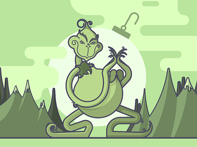 You're a mean one, Mr. Grinch christmas curly evil grinch holiday illustration line art scheming wicked