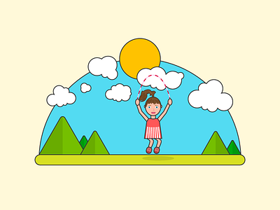 Jumping Rope flat fun girl illustration landscape rope stroke vector